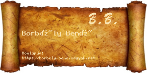 Borbély Benő névjegykártya