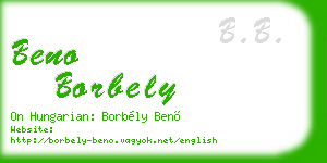beno borbely business card