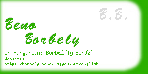 beno borbely business card